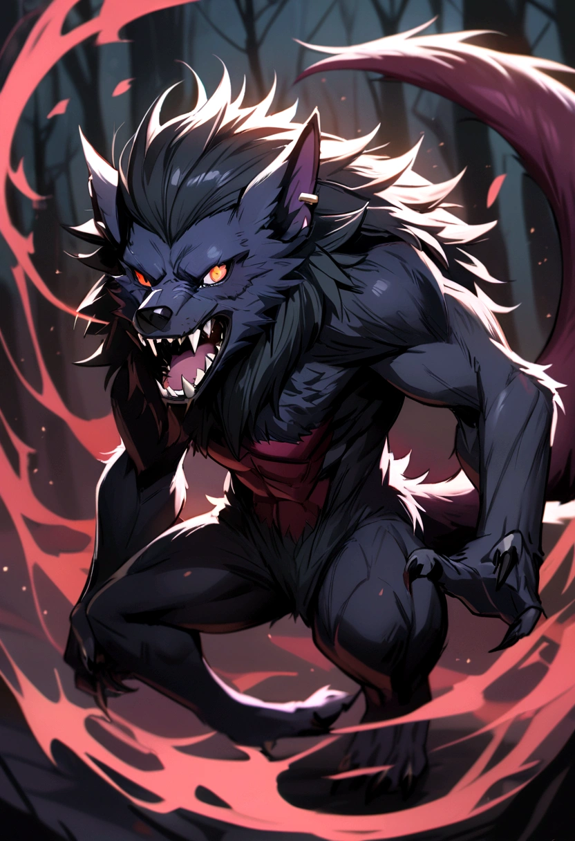 Strong Lycan , not human , soft fur , beautiful eye , sharp tooth , cute ear , long tail