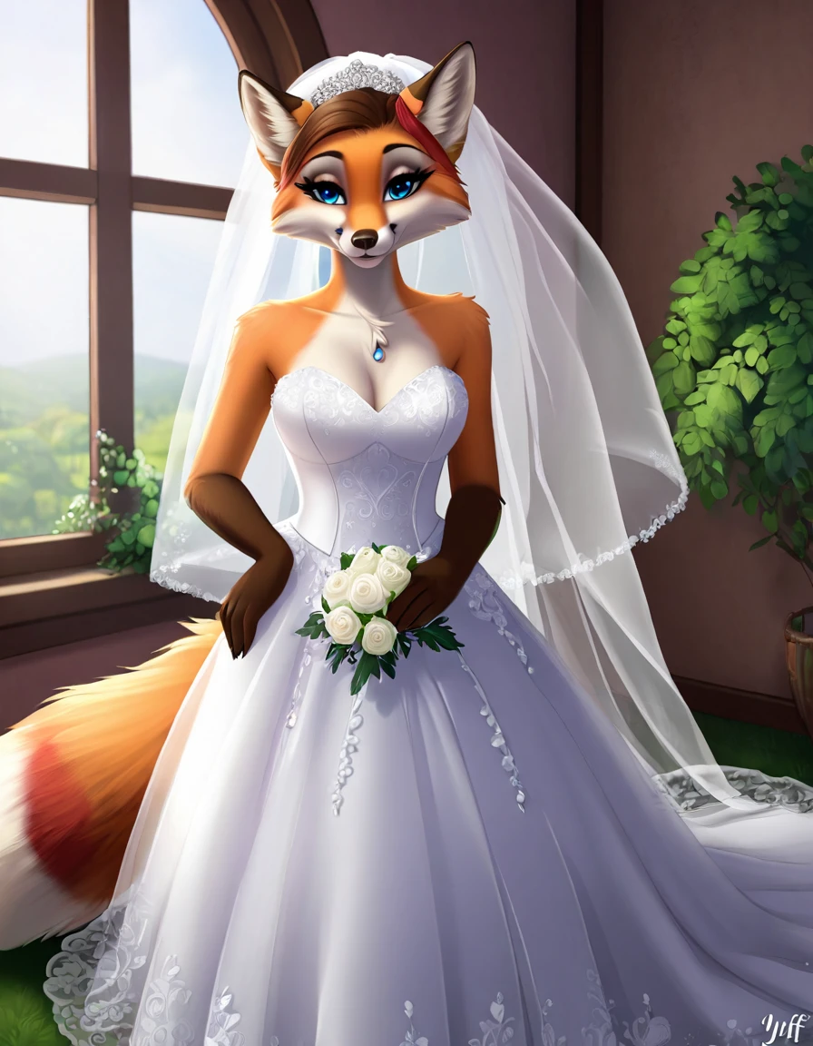 furry fox yiff bride long veil veil veil women & women's wedding dress wedding dress puffy lace wedding dress long veil tiara chapel,