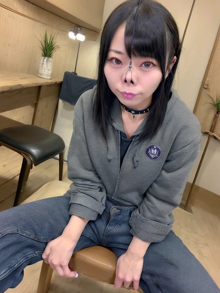 nsfw,(Highest quality:1.2),32k HDR,High resolution,(18-year-old female),((Glaring at the camera)),(Japanese women),(Tabletop:1.2, Highest quality:1.2),Japanese women,Flat bangs,Medium chest, Crouching posture,Squat with your feet apart,Show off your crotch,Beautiful Eyes,Detailed face,High quality eyes,Keep your eyes clearly focused,Nose and mouth,Face Focus,Super Face close-up gentle and charming Chinese beautiful woman, Delicate and sexy collarbone,Small Nose, Focus on the face, Face close-up, 超High resolution, Very detailed, Full body photo, Ultra-thin and transparent,hoodie,Fresh and delicious, And see through,Cinema Lighting,Straight long hair,Shaggy,Ahegao,Black Hair,Japanese women,Goth Punk Haircut, Flat bangs,18-year-old ,ponytail,Ripped jeans,Embarrassed face,shame,Blushing, ((ロゴ入りのダボダボなhoodie, Distressed denim pants, Low-rise buggy pants, Leather Collar)), ((Two Women)),((対象的なTwo Women)),((Sit on a chair)),((Black Hairと金髪のショート)),((Collar with leash)),((見つめ合うTwo Women)),((Sailor suit)),