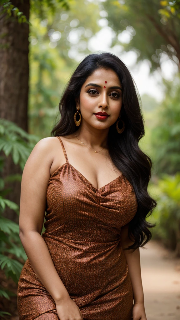 Meenakshi Seshadri,(RAW, analog style)), face, extremely detailed full body color photo of a 25 y.o girl, beautiful face, beautiful eyes, ((small nose)), big natural lips, ((fabric dress)), medium breasts, slim body, outdoor, trees, ((film grain, skin details, high detailed skin texture, 8k hdr, dslr)), dark red lips, dark red lips, black, actress 25-28yo, Hema Malini, natural big lips, healthy body, chubby body color shorts, indian women, indian model, actress, indian 25-28yo, Meenakshi Seshadri, healthy, smart woman, beautiful, long hair, sparking daydreaming eyes, bubbly, fat sexy figure, a