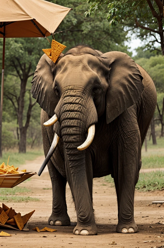 Elephant eating doritos