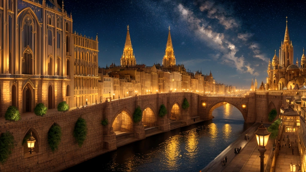 "Description: Create a scene depicting a beautiful, radiant celestial city as described by Don Piper. Show a city of light with golden streets, majestic buildings, and a glowing atmosphere.
Details: Use vibrant golds, whites, and soft pastels to illustrate the heavenly ambiance. Include details like angelic beings, flowing rivers of light, and sparkling architecture. This visual should convey the majesty and divine beauty of the celestial city Piper described."