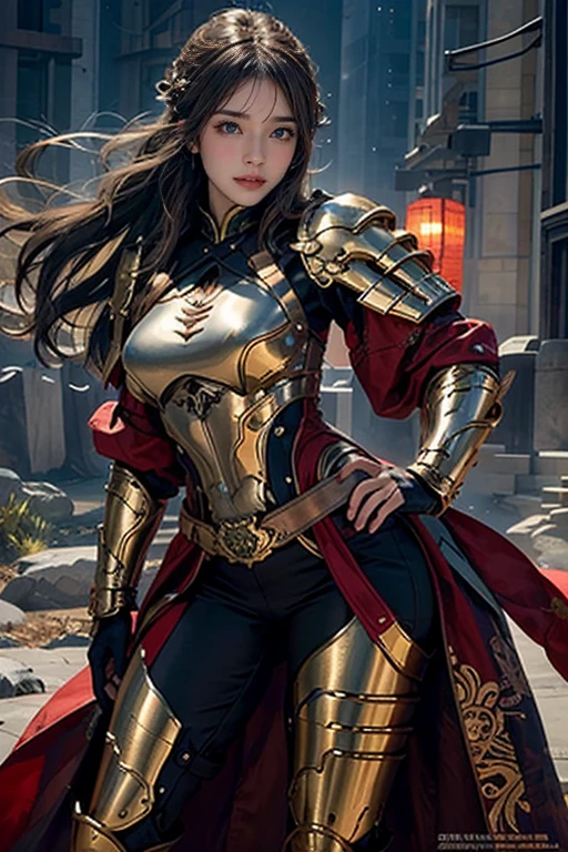 Realistic, High resolution, Soft Light,1 Female, alone, Hip Up, Glowing Skin, (Detailed face), Chinese Armor, Full Armor, Long Hair , Seduce the pose,Show your buttocks with a stand back,