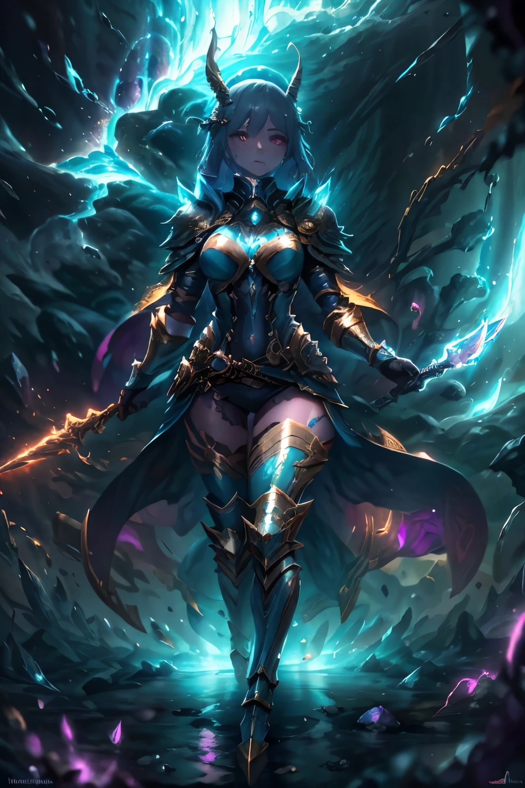 Female warrior of the thundering void, fully body, 8K, super detaill, High definition
