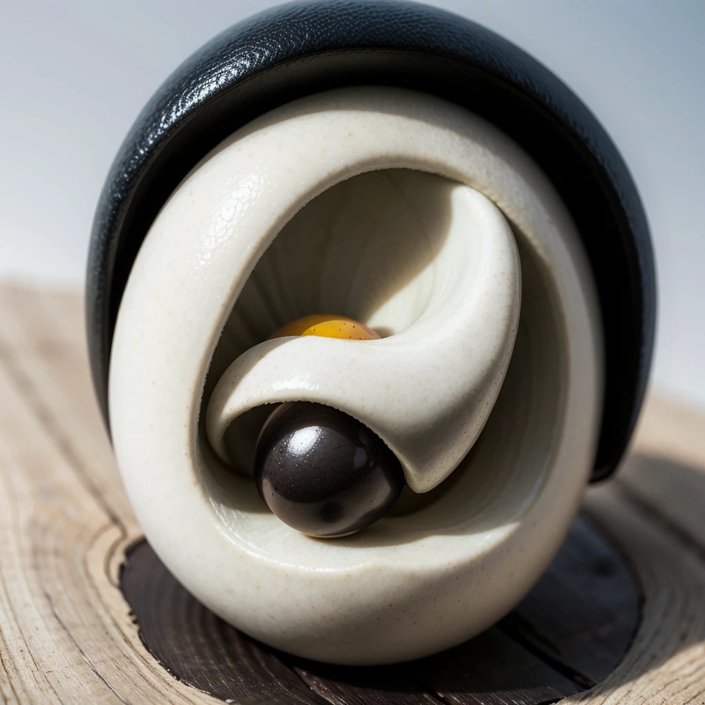 Black egg with white eyes
