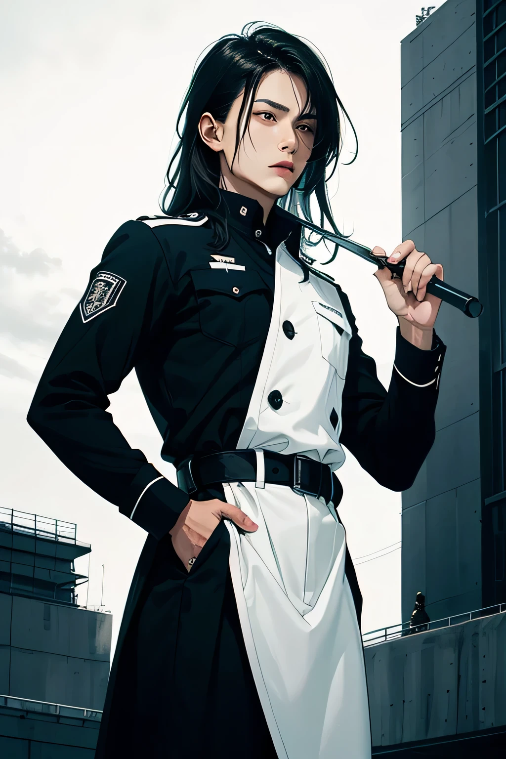 Man practitioners wear a striking black and white uniform. The primary color is black, symbolizing inner strength and discipline, while white accents represent the powerful energy and passion harnessed through the Buildforce technique