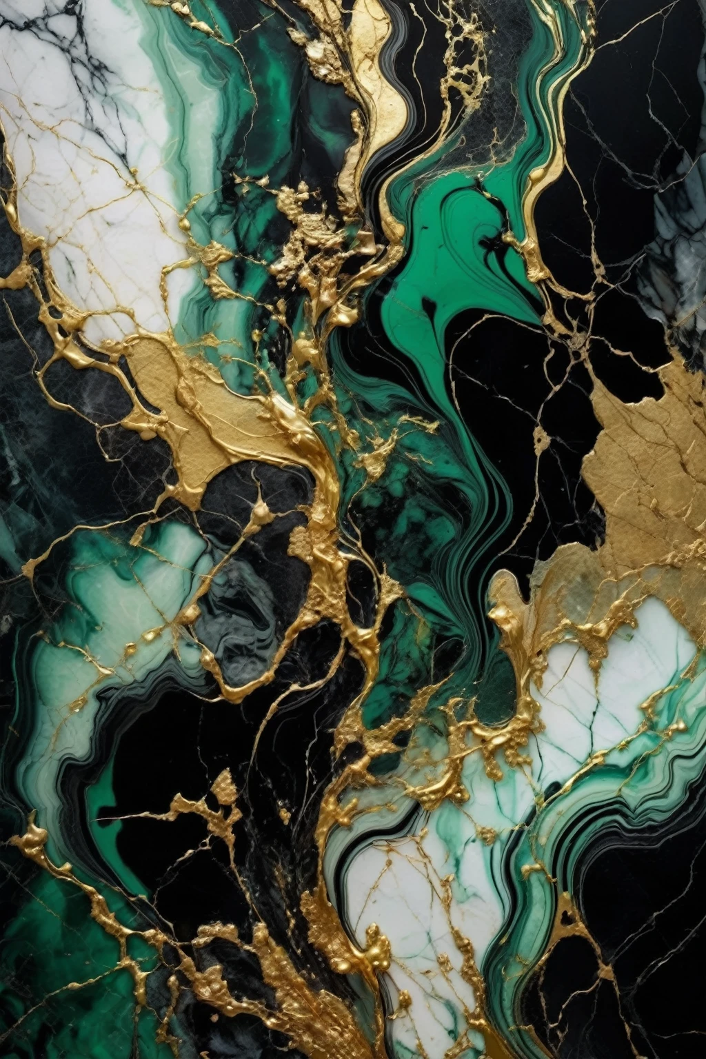 a beautiful abstract marble texture, with colors of black, green and gold, highly detailed, intricate design, marble material, BY Anne Bachelier,