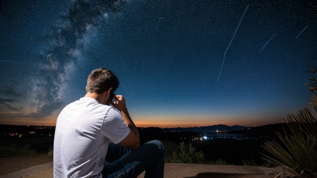 A man sitting and looking at the stars
