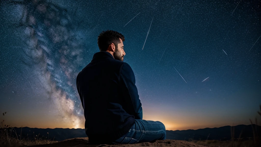 A man sitting and looking at the stars