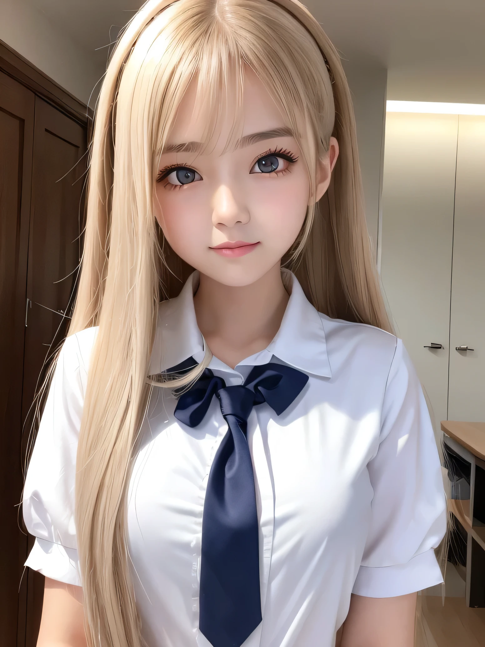 portlate、School Uniforms、bright expression、poneyTail、Young shiny shiny white shiny skin、Best Looks、shiny light hair,、Super long silky straight hair、Glowing crystal clear attractive big brown eyes、Very beautiful nice cute 16 year old girl、Lush bust
