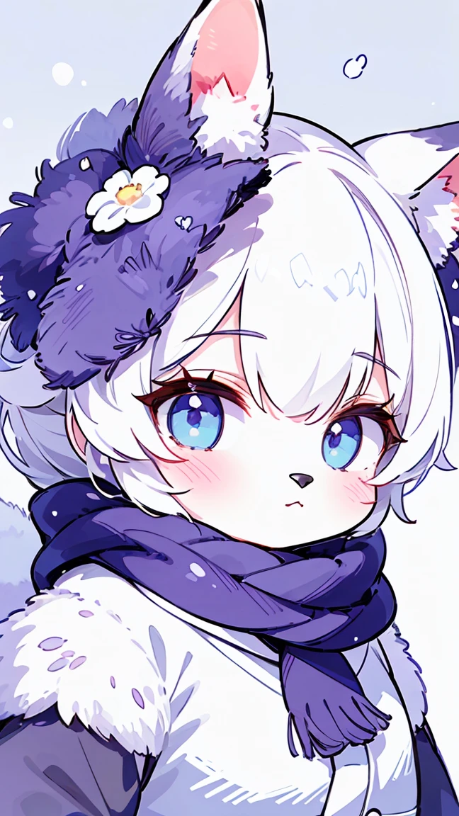 Style - NebMagic, Portrait of Ismail Incioglu, antelope, James Jean, Anton Fadeev and Yoshitaka Amano, A cute furry Arctic fox wearing a Style-SylvaMagic scarf in the snow, Very detailed, 8k resolution, The art of math, Popular on ArtStation, Vibrant colors, Chibi style, masterpiece, cute friendly cute