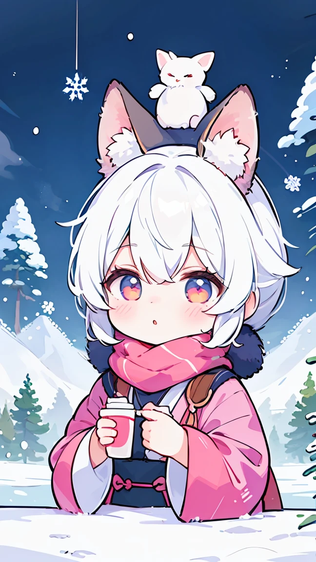 Style - NebMagic, Portrait of Ismail Incioglu, antelope, James Jean, Anton Fadeev and Yoshitaka Amano, A cute furry Arctic fox wearing a Style-SylvaMagic scarf in the snow, Very detailed, 8k resolution, The art of math, Popular on ArtStation, Vibrant colors, Chibi style, masterpiece, cute friendly cute