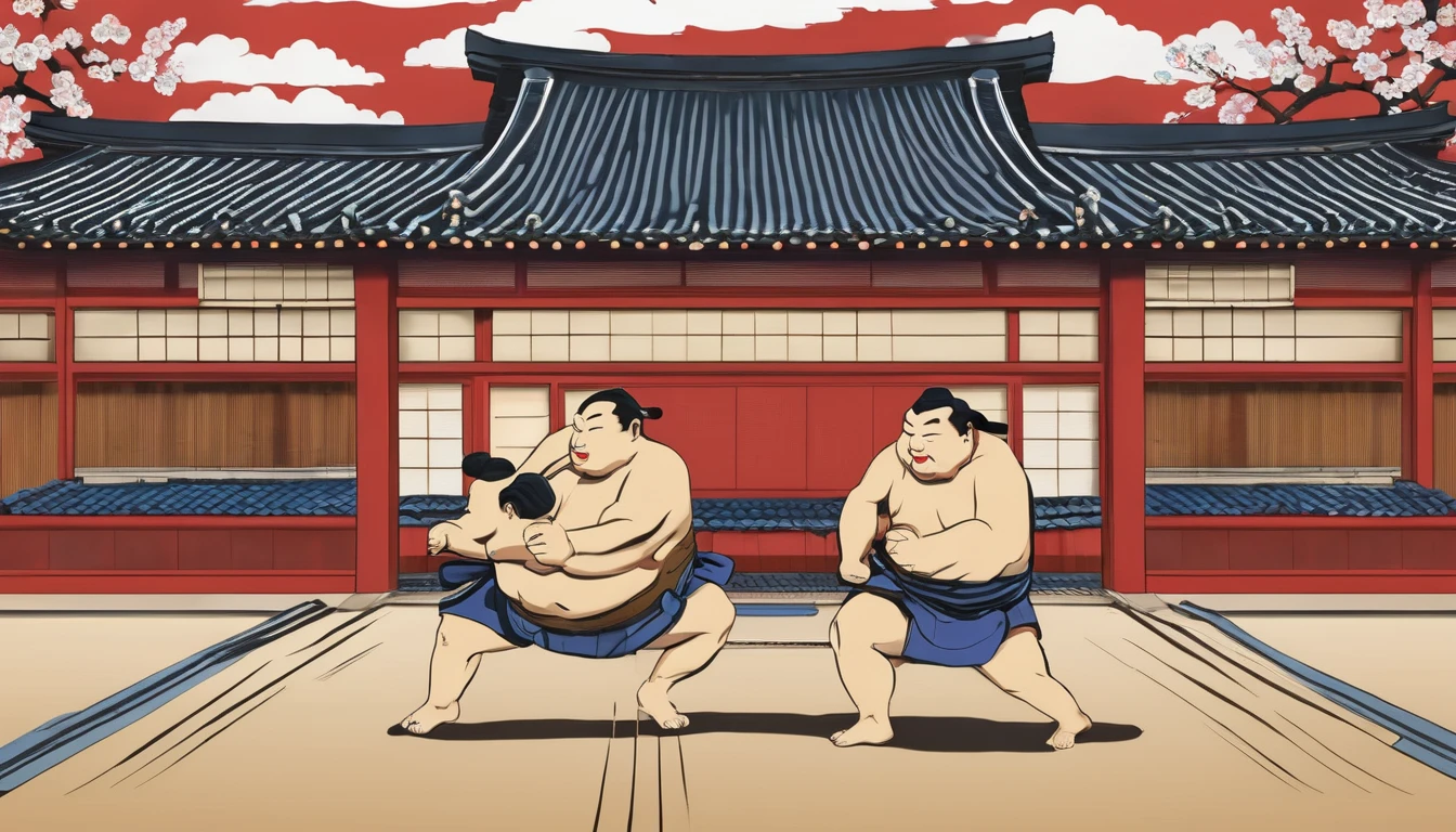 Sumo、熊とカンガルーが土俵でSumo、An illustration