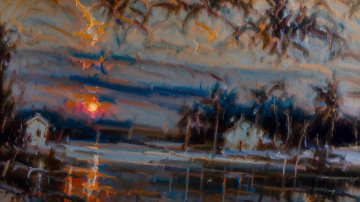 a painting of a sunset sky, oil painting, soft variations of color, plein air painting, realistic brushwork, strip painting, serene visuals, academic painting
