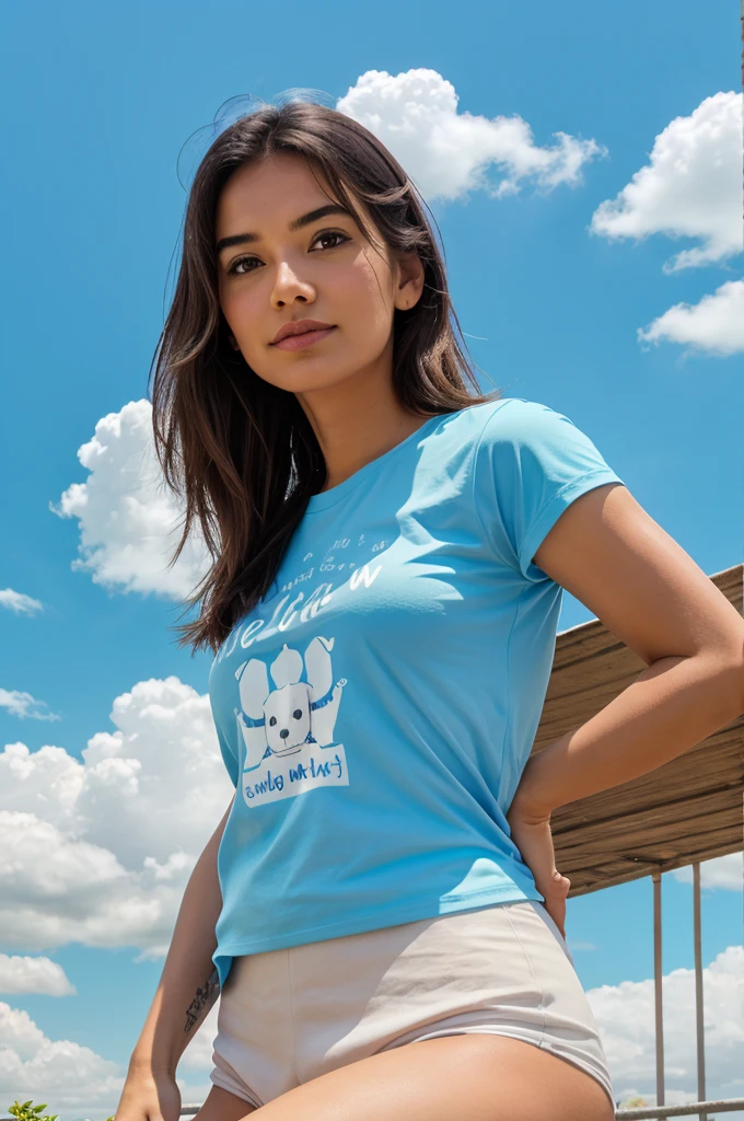 Create to the cow milk in background sky blue create the image