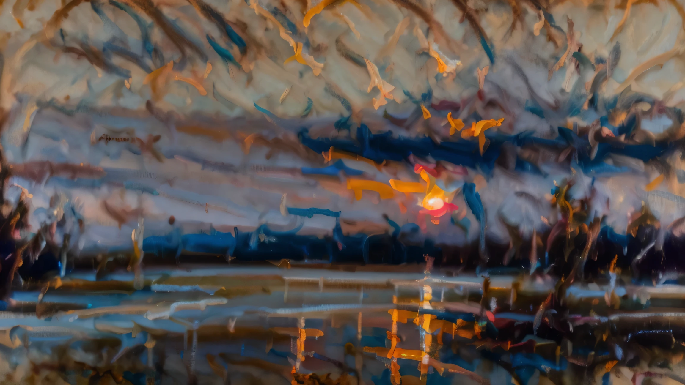 a painting of a sunset sky, oil painting, soft variations of color, plein air painting, realistic brushwork, strip painting, serene visuals, academic painting