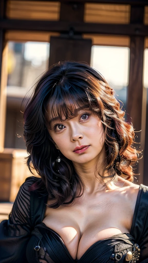 ( Absurdly , high quality , Super detailed:1.2 ) ,( Handcrafted details ) , (Highly detailed beautiful face:1.2),One girl, Mature Woman, ((Akina Nakamori:1.4)),((Very beautiful detailed face:1.2)),masterpiece, goddess,short hair ,((Purple Hair)),((Natural big breasts:1.6)),((Upper Body))