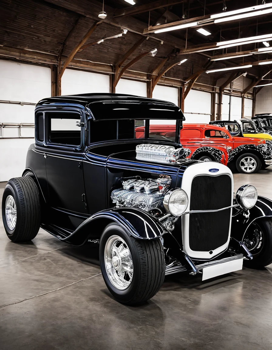 Imagine une voiture inspiré d'une hot rod d'une Ford model B 