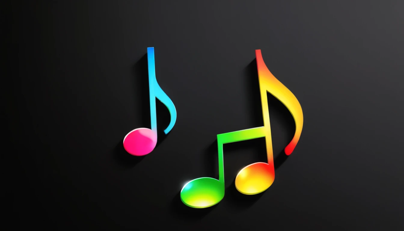 (best quality, masterpiece, ultra detailed, ultra high res, photorealistic, raw photo, absurdres, absolutely resolution), black background, colorful one eighth note, cyber