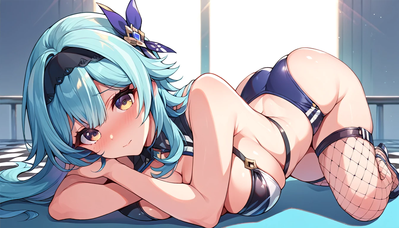 ((1girls:1.3)), ((moe style:1.3)), eula (genshin impact), ((race queen:1.3)), ((fishnet:1.3)), ((shy:1.3)), blush, large breasts, ((perfect face)), ((extremely cute:1.3)), ((masterpiece:1.3)), ((8k)), ((best quality:1.3)), ((beautiful)), ((extremely detailed:1.3)) , ((absurdres)), AddXL, ((score_9:1.3)), ((score_8_up:1.3)), ((score_7_up:1.3))
