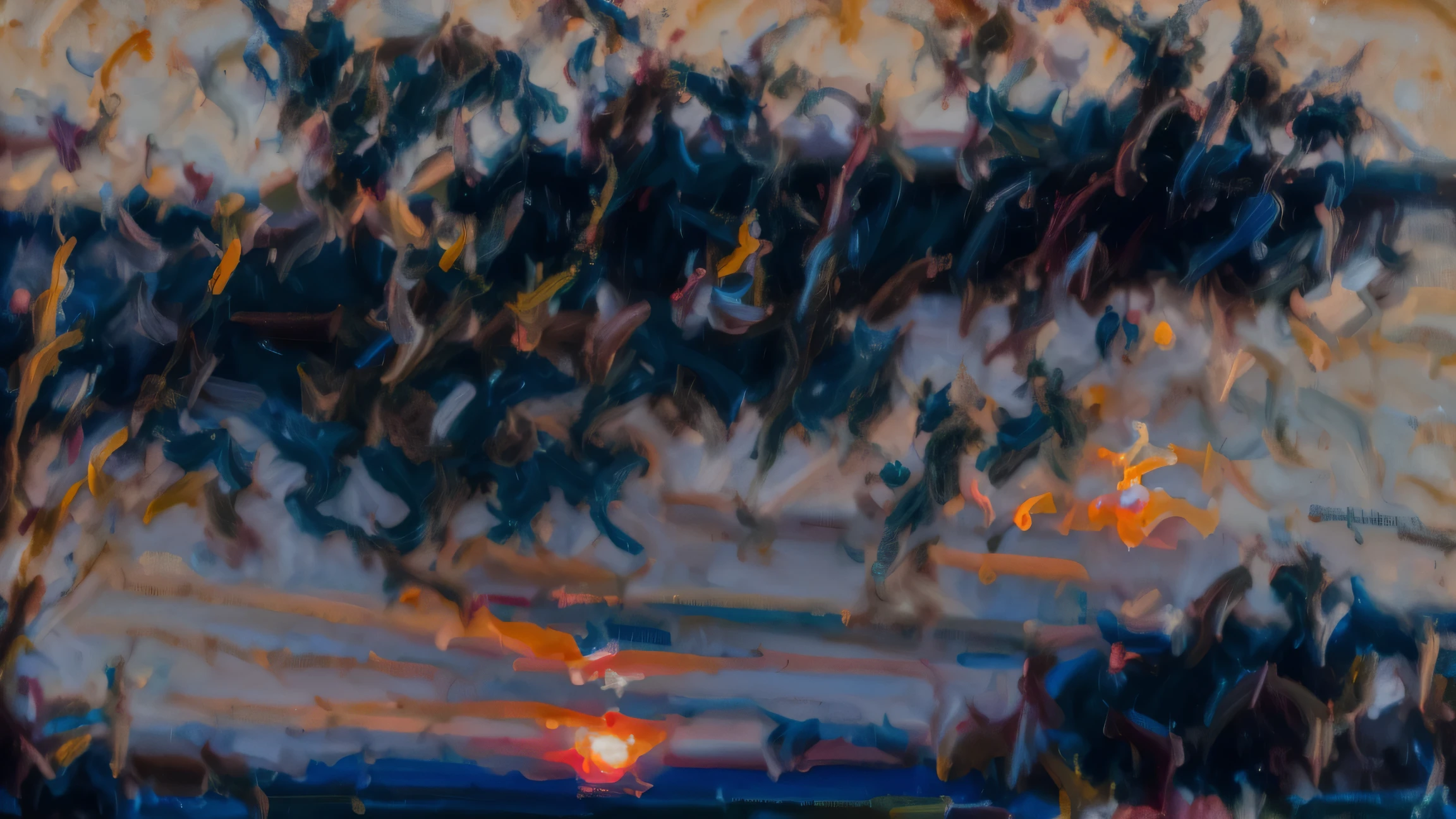 a painting of a sunset sky, oil painting, soft variations of color, plein air painting, realistic brushwork, strip painting, serene visuals, academic painting