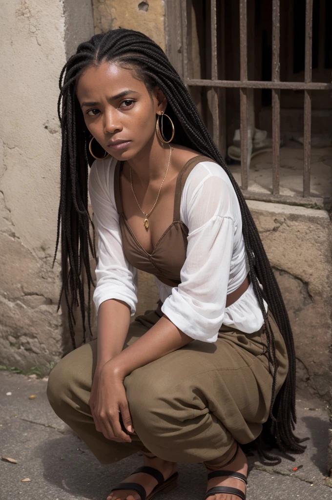 Woman, marabaense, creole , nova, gruli hair, in the square