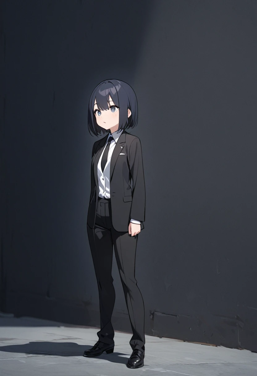 A short woman in a suit