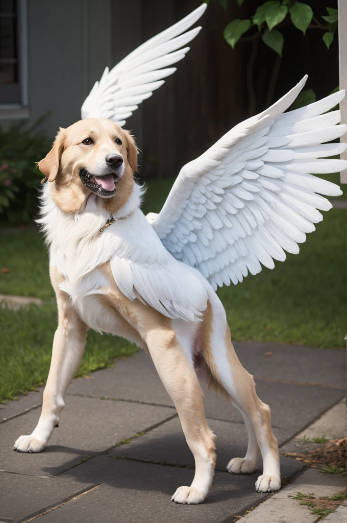 A dog with angel wings
