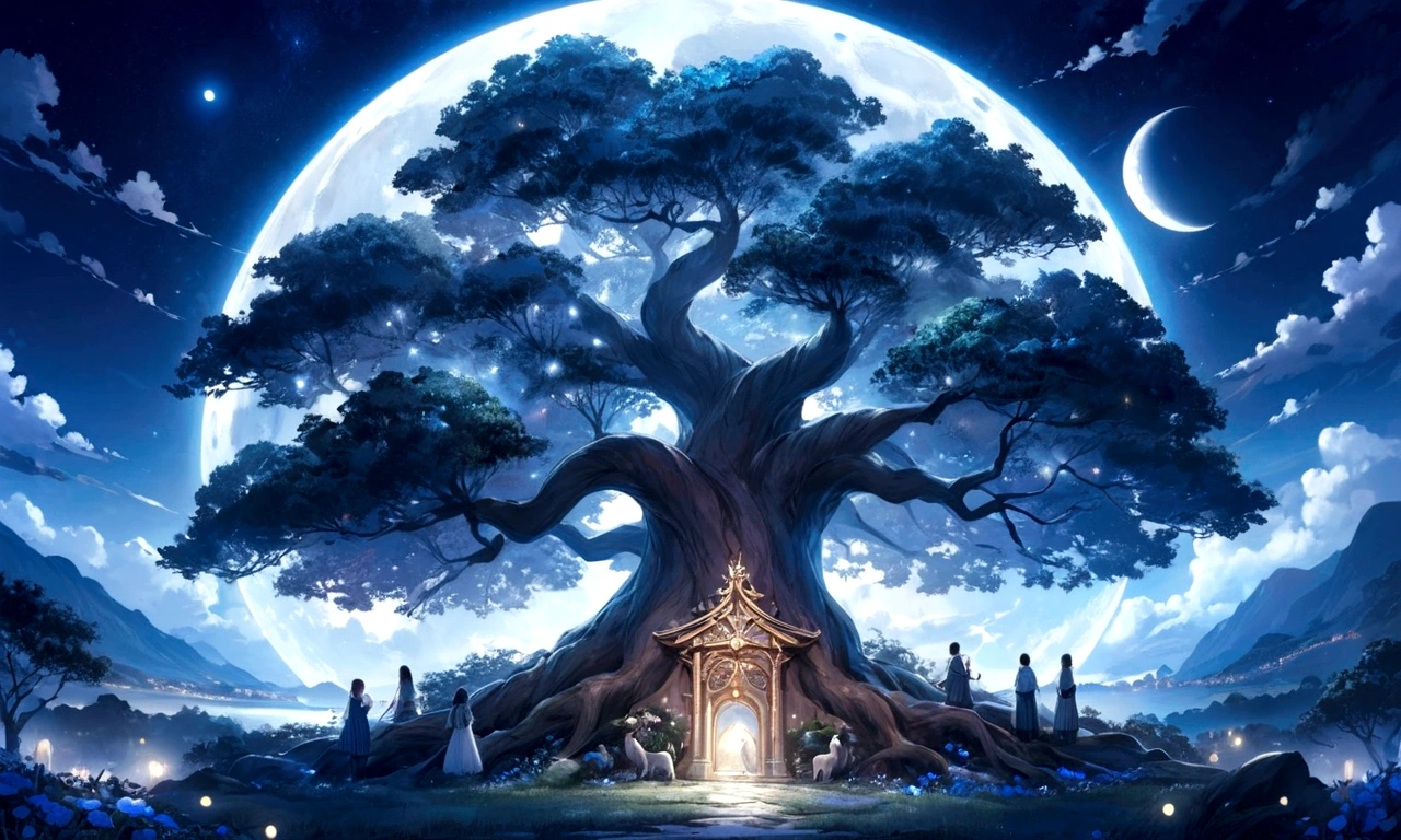 world Tree、moonlight、Moonlit Night、Fantasy、mysteriouasterpiece、Perfect Art、Award-winning works