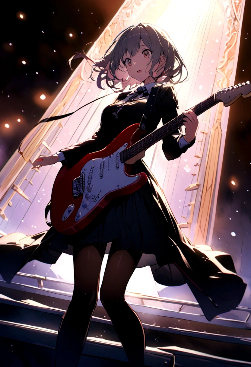 Kyoto Animation、6 strings、There are six pegs、high school girl、Electric guitar、Fender Stratocaster、Big Stage、front