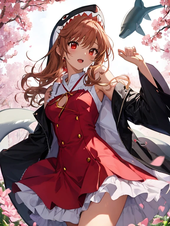 Shark costume, Card Captor Sakura_Sakura Kinomoto, uhd, retina, masterpiece, ccurate, anatomically correct, textured skin, super detail, high details, high quality, best quality, highres, 4K