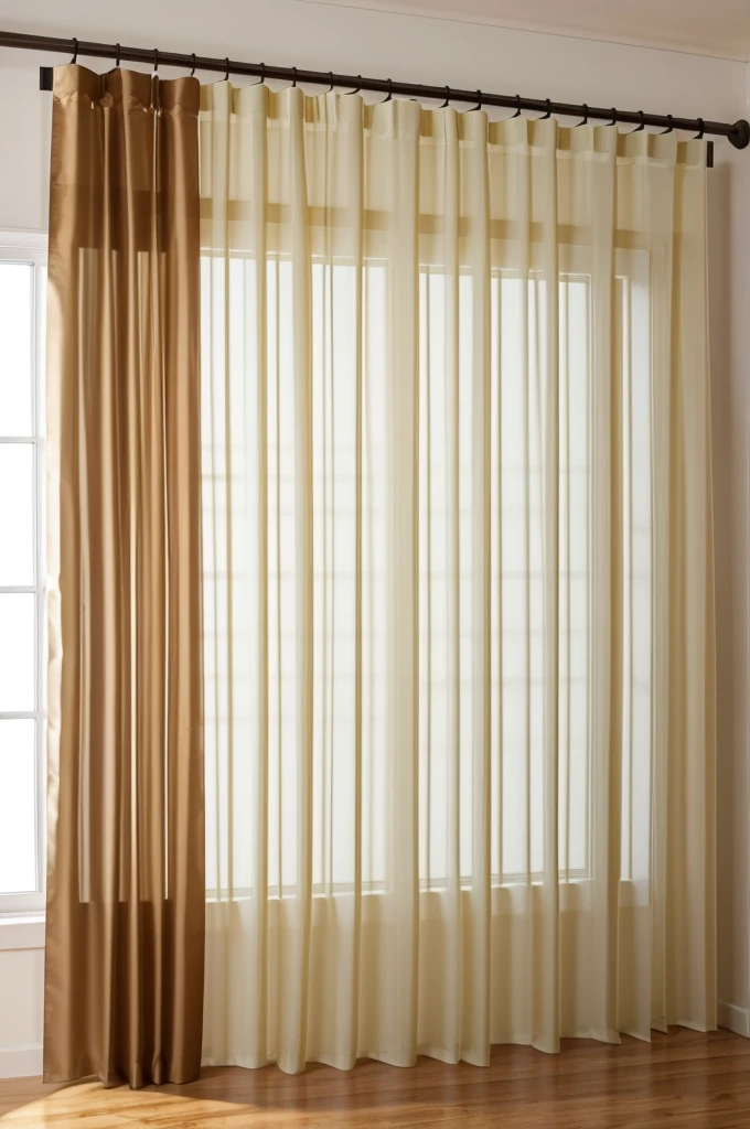 Design a kraft paper curtain lined with cellophane and sliding fabric 