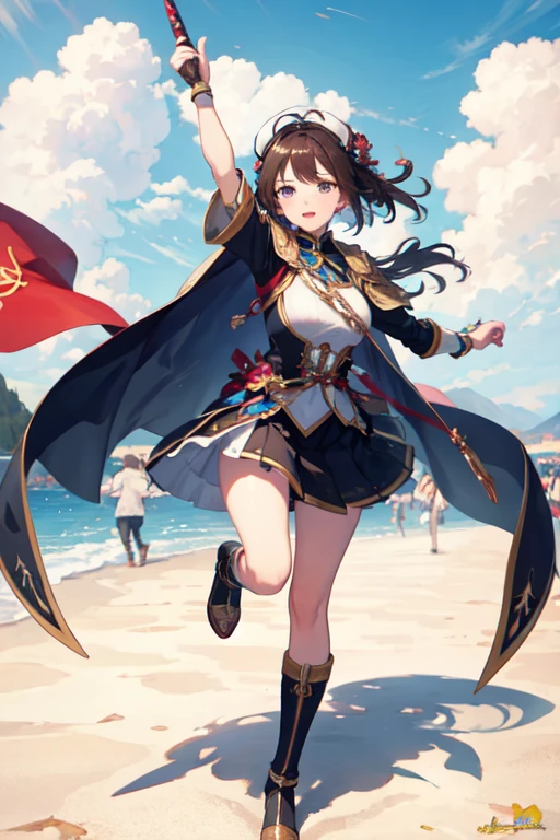 ((Highest quality)), ((masterpiece)), (detailed), One girl, Lead the charge with a sword, running,