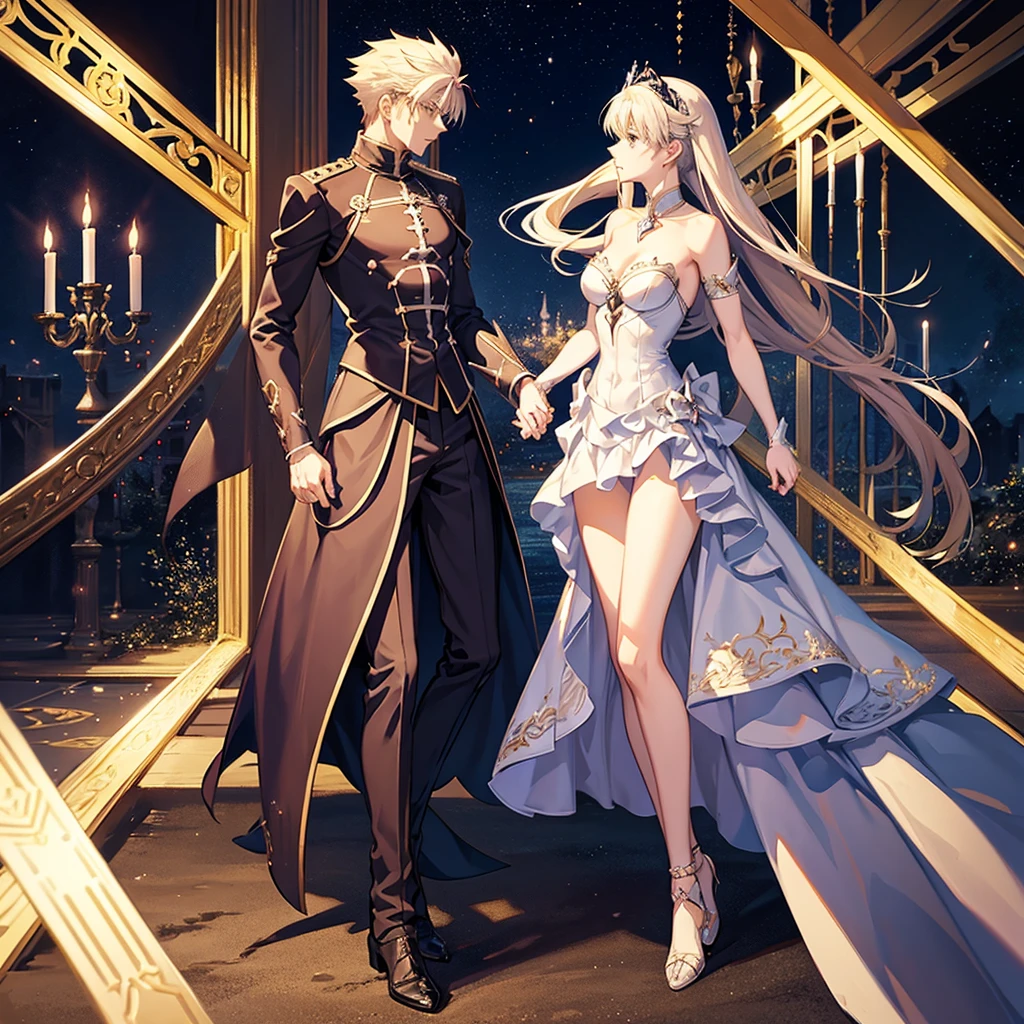 anime style(fate stay night) know arturia, woman of generous proportions, shiny intricate gothic clothing, dancing on the beach at night, very bright,HDR,abstract --quality .25 --chaos 100