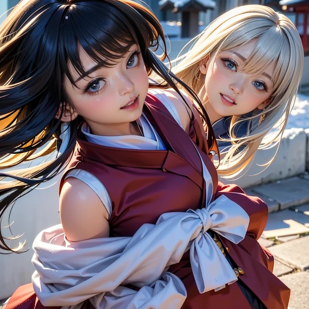 (Best Quality), (Masterpiece), (Raw photo), Master, Very beautiful, High Definition CG, 8k wallpaper, Amazingly fine detail, Official Art, Huge file size, High Definition, Darkness, Atmosphere, Mystic, Romanticism, Spooky, Literature, Art, Fashion, Elegant, (Perfect Anatomical Depiction of the Human Body))), Two 12-year-old girls kiss in a flower garden, (kiss from behind), ( close eyes), ((stick out tongue)), (two people of different races), qincai, one has blond blue eyes and long hair that is partially braided, (blonde blue-eyed person hugs and kisses from behind),
One is a twin-tailed brunette Japan with beautiful whitening skin, (Japan person is hugged from behind and turns around to kiss), (very huge), (super big), (thin waist), (big buttocks), (thin thighs), (skin turns white), baby face, (neat white blouse of smooth thin fabric with ribbon tie)), (blouse chest is very cramped), (braless) , (dark areola), (blouse crushes large breasts and spreads to the sides),
((Ultra Micro Mini Pleated Skirt)), (Skirt length short enough to show buttocks), (White panties), (No skin exposed on upper body), (Neat clothes with all buttons fastened), Shot from below, (framed from thighs up), Soft sunshine garden, (Flowers in full bloom), (Backlit shooting), Ribbon tie, Accessories piercing only, Grabbing from behind,
breast grab,
