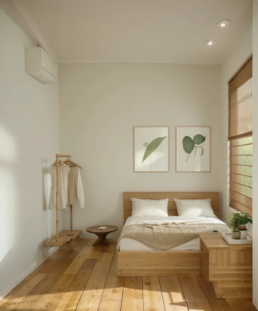 a flat ceiling and recessed downlights arranged in a sparse