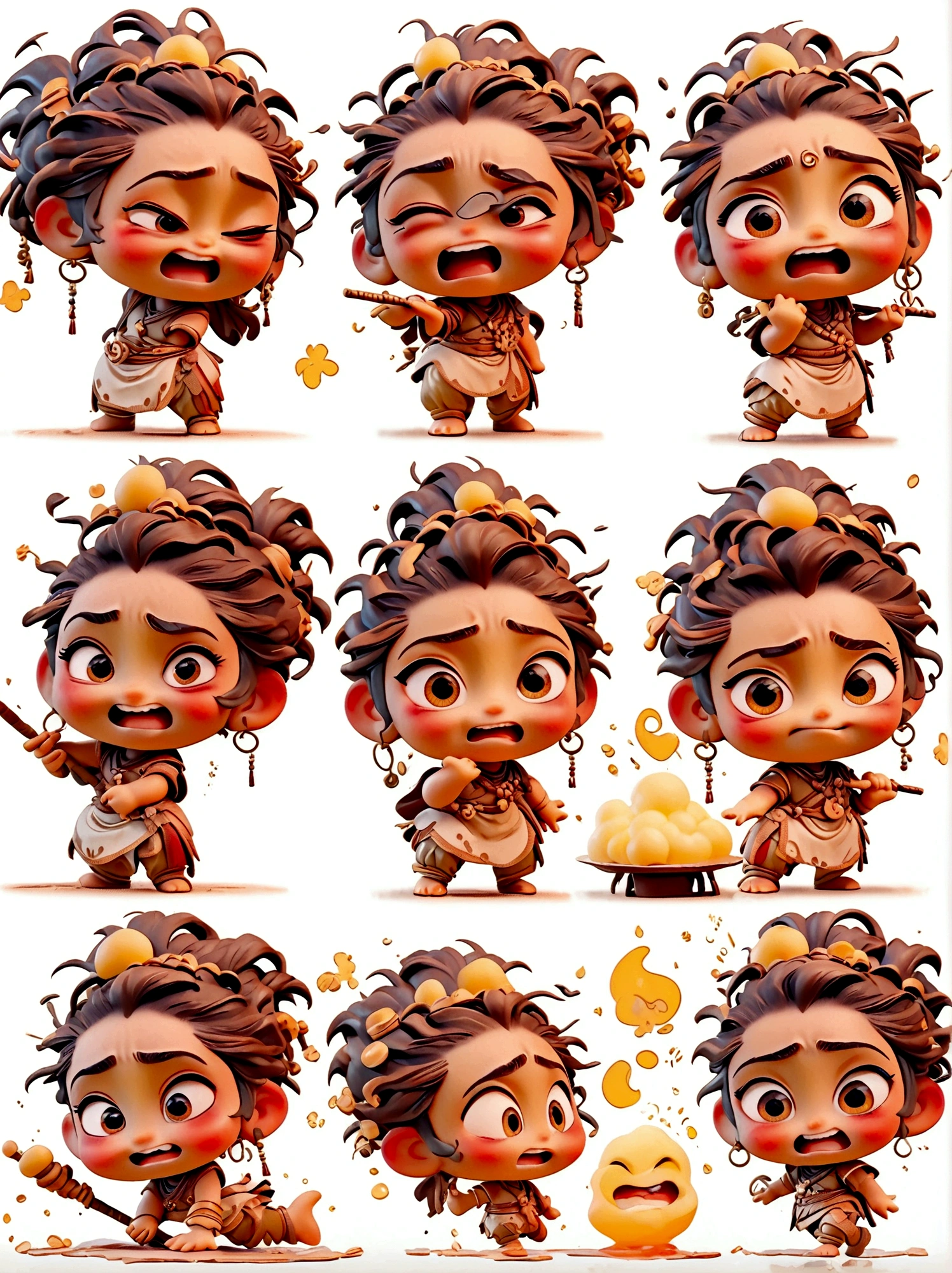 chibi, (1girl:1.5), (9 emojis, emoji sheet, Align arrangement)，(9 poses and expressions), (((angry, drooling, eating, embarassed, laughing, panicking, pout, shaded face, smug, shocked, empty eyes, sleeping, surprised sparkle, thinking))), Emoticon Art Design，(Delicate brushstrokes:1.5)，(Complete character illustrations)，(Detailed avatar table, Front diagram:1.5), (White background:1.5), Emoticon packages, (arranged neatly:1.2, spaced separately:1.2, not overlapping:1.2)，Well-defined shadows，Ultra-saturated colors，Motion capture, ((Nine Palace Grid Layout)), Ultra HD，8K，chibi emote