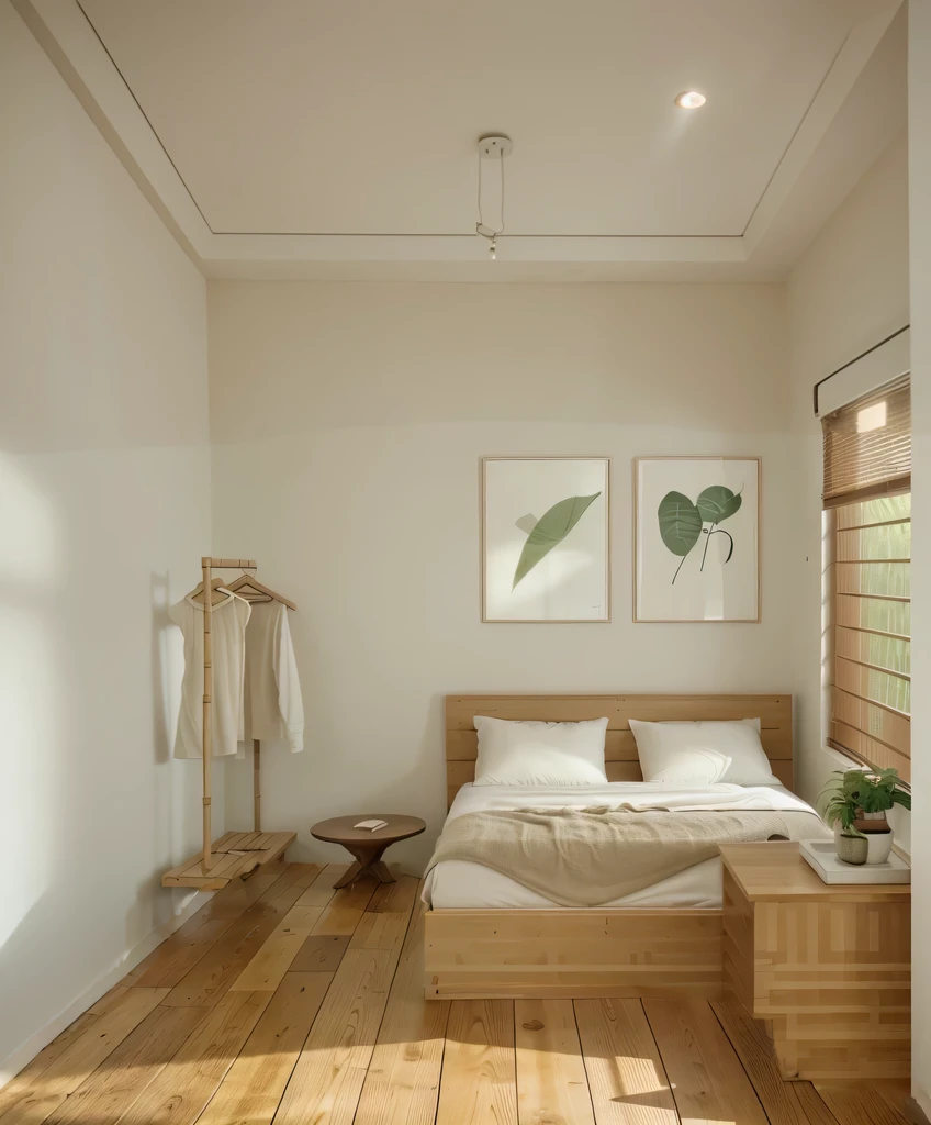 a flat ceiling and recessed downlights arranged in a sparse