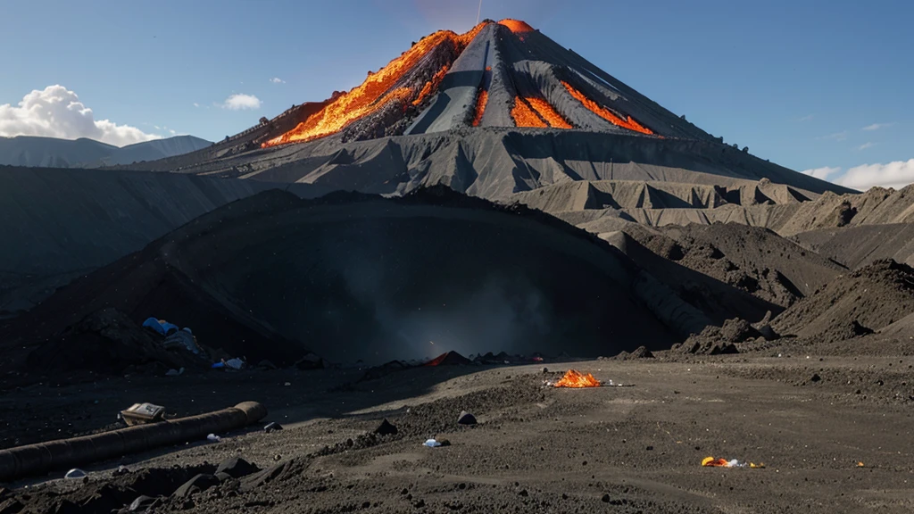 A machine that dumps large amounts of garbage into volcanic magma,