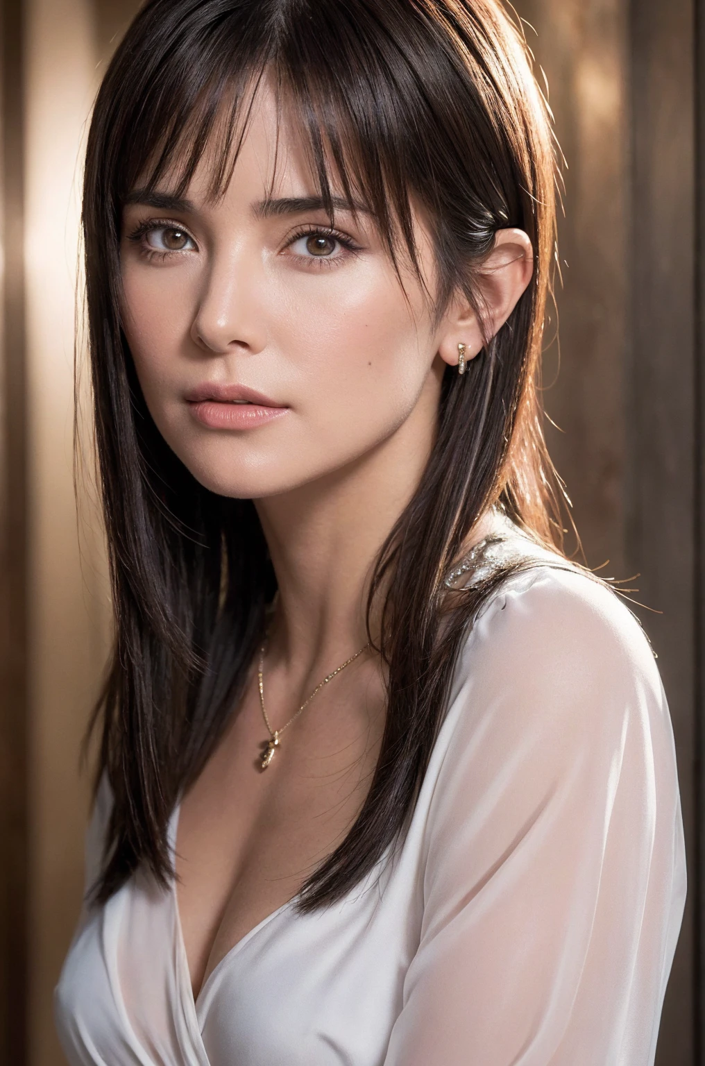 {{{{{{{(masterpiece, .CGI:1.4),(8K raw photo, best quality, masterpiece:1.2) super detailed official art,photorealistic:1.37, (outstanding, professional),masterpiece,best quality,ultra detailed,highres,high-resolution,4K,4Kportrait,8K,8Kportrait,unity8Kwallpaper,extremely detailed CG,realistic,RAW photo,real person,portrait photography,photorealistic,shiny skin,detailed skin,(((dynamic angle full body and dynamic angle wide shot and dynamic angle close-up and dynamic angle upper body and dynamic angle from above and dynamic angle from behind and dynamic angle from below ))),{{{{supermodel }}}},{{{{Photorealistic:1.4}}}}, beautiful detailed, highly detailed eyes and face, beautiful detailed eyes, ridiculous, incredibly ridiculous, super detailed, high resolution, highly detailed, top quality, masterpiece, illustration, highly detailed, CG, unified, 8K wallpaper, amazing, fine detail, masterpiece, top quality, highly detailed CG unified 8K wallpaper, face light, movie lighting,surrealistic female portrait, magic lights, 32K resolution, action poses, realistic photography, dynamic lighting, art station, volume lighting, highly detailed face, awarded, shadows}}}}}}},Close up portrait of woman in necklace and white shirt, Elise Theron, Emma Andievska, Irina Nordsol-Kuzmina, By Nandor Katona, beautiful Charlize Theron, Charlize Theron, Looks like Ebulsahin, Elena Belova, 💋 💄 👠 👗Close-up of Demi Moore with hair and white shirt, Demi Moore with short brown hair, Short brown hair with bangs, Short brown hair, Natural Short Hair, Demi Moore with pixie hair cut, Demi Moore with a pixie cut, androgynous face, big brown fringe, Demi Moore with brown bangs, Demi Moore with fairy hair, Demi Moore with short hair and bangs, Demi Moore with a center-parted fringe, Demi Moore with brown bangs, Demi Moore with gelled short hair