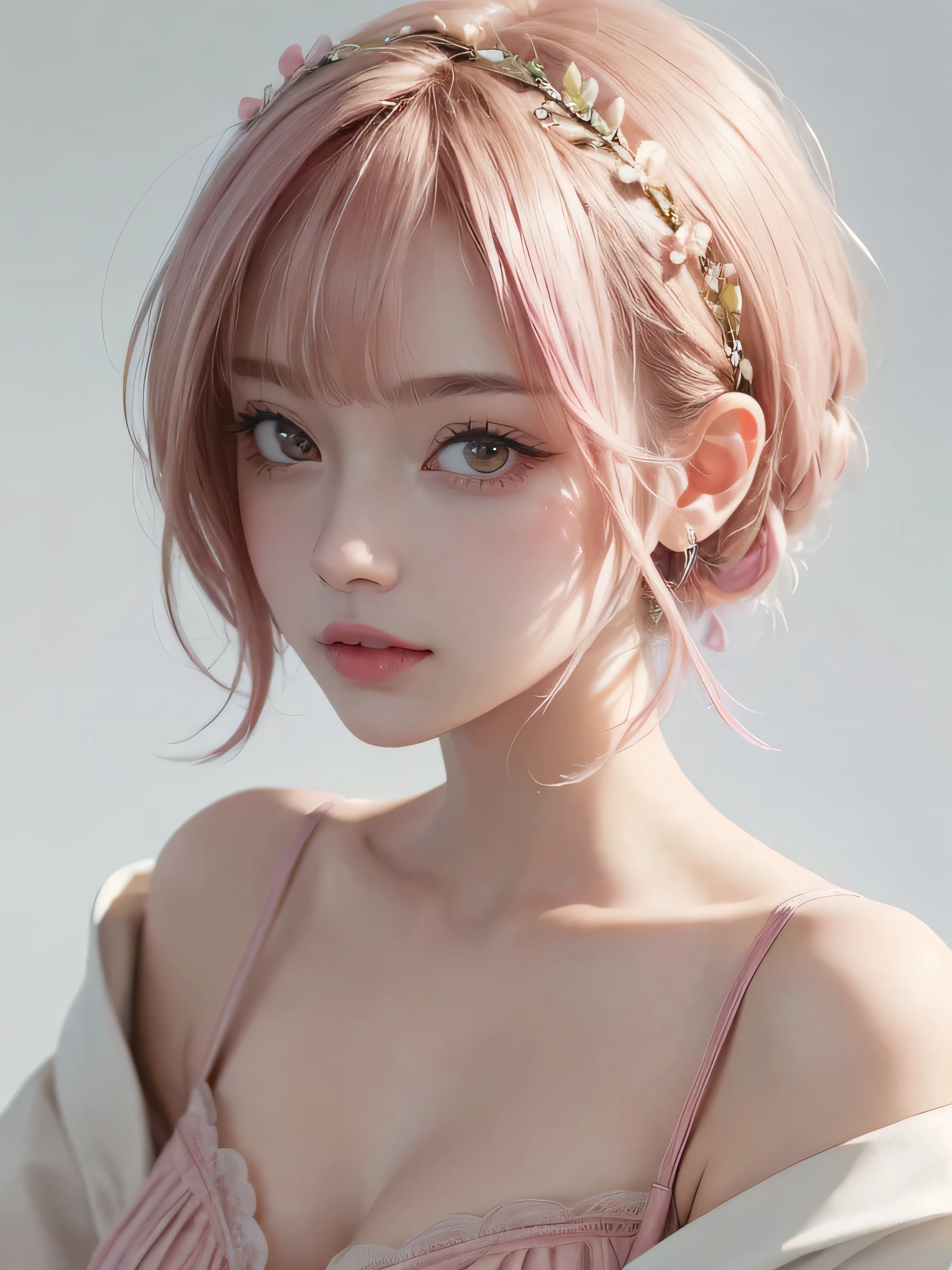 SFW:1.8、
(masterpiece、Highest quality:1.4)、
(8K resolution、Ultra-high resolution:1.2)、
Realistic,
Detailed depiction face、Eye for detailed depiction、Detailed skin、Detailed Hair、Glowing Skin、
Japanese Idols、Very beautiful woman、Detail and beauty that cannot be captured in reality:1.3、
Elegant and perfect figure、Perfect Anatomy、
1 Girl、、
Lip gloss、Add highlights to the eyes:1.5、
Dynamic Angle、(Beautiful Bangs、Highly Detailed Hair:1.5)、Glowing Skin:1.4、
Look closely at the camera、Natural and comfortable lighting、Highlights below、
Very cute smile、Very happy smile、
(Portraiture、White Background、Face close-up:2)、
Upper Body、
(Fluffy short bob hair、Pastel pink hair:1.5)、
eyelash、
Pale red eyes、
See-through costume、Brightly colored off-the-shoulder dress、
