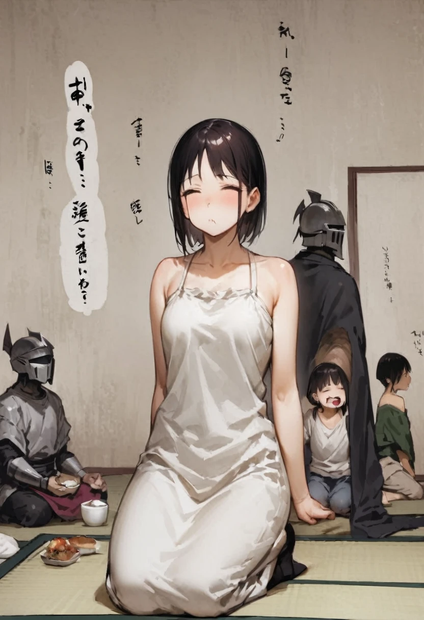 Boro family、Child、Parent and 、tatami、Sunken cheeks、poor、No money、Girl、Girl、it down and eat、There are no side dishes、seiza、No money、Spartan house、Are thin、clavicle、I&#39;m not feeling well、Expressionless、Small and dirty room、The clothes are also dirty、The face is also dirty、Eating rice、Looks lonely、Tattered room、Twilight、Dirty table、Small room
