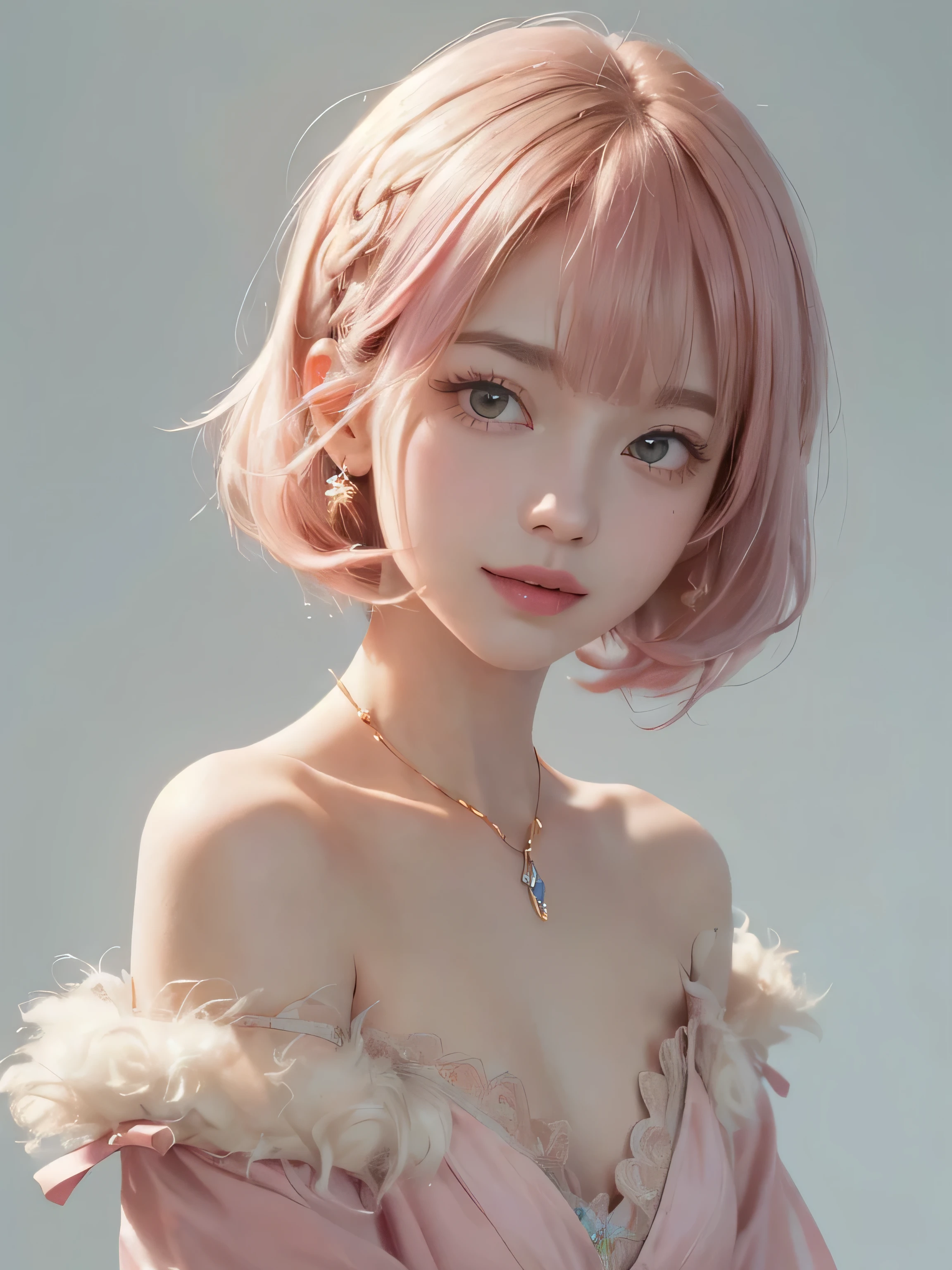 SFW:1.8、
(masterpiece、Highest quality:1.4)、
(8K resolution、Ultra-high resolution:1.2)、
Realistic,
Detailed depiction face、Eye for detailed depiction、Detailed skin、Detailed Hair、Glowing Skin、
Japanese Idols、Very beautiful woman、Detail and beauty that cannot be captured in reality:1.3、
Elegant and perfect figure、Perfect Anatomy、
1 Girl、s old、
Lip gloss、Add highlights to the eyes:1.5、
Dynamic Angle、(Beautiful Bangs、Highly Detailed Hair:1.5)、Glowing Skin:1.4、
Look closely at the camera、Natural and comfortable lighting、Highlights below、
Very cute smile、Very happy smile、
(Portraiture、White Background、Face close-up:2)、
Upper Body、
(Fluffy short bob hair、Pastel pink hair:1.5)、
eyelash、
Pale red eyes、
See-through costume、Brightly colored off-the-shoulder dress、