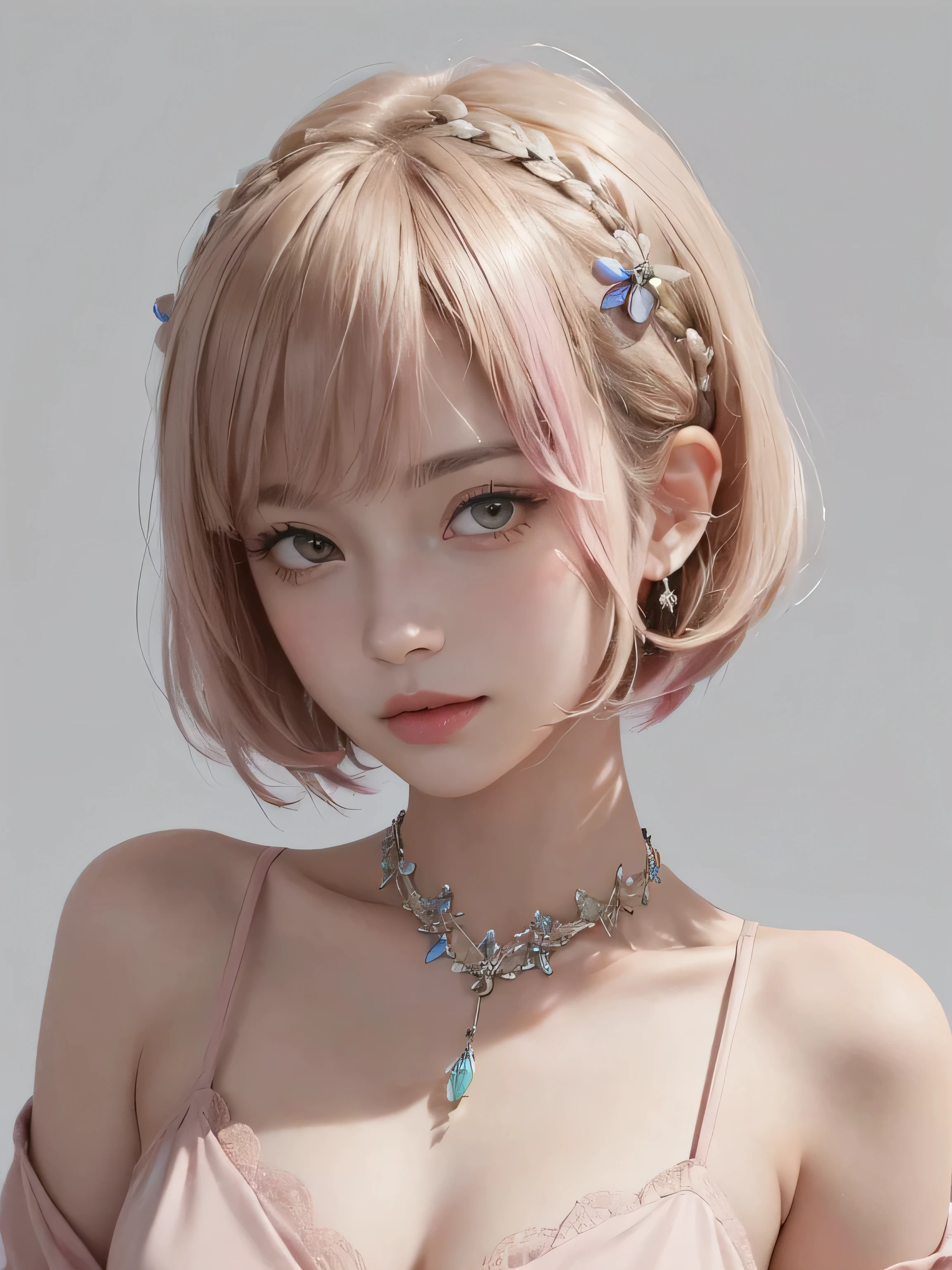 SFW:1.8、
(masterpiece、Highest quality:1.4)、
(8K resolution、Ultra-high resolution:1.2)、
Realistic,
Detailed depiction face、Eye for detailed depiction、Detailed skin、Detailed Hair、Glowing Skin、
Japanese Idols、Very beautiful woman、Detail and beauty that cannot be captured in reality:1.3、
Elegant and perfect figure、Perfect Anatomy、
1 Girl、17 years old、
Lip gloss、Add highlights to the eyes:1.5、
Dynamic Angle、(Beautiful Bangs、Highly Detailed Hair:1.5)、Glowing Skin:1.4、
Look closely at the camera、Natural and comfortable lighting、Highlights below、
Very cute smile、Very happy smile、
(Portraiture、White Background、Face close-up:2)、
Upper Body、
(Fluffy short bob hair、Pastel pink hair:1.5)、
eyelash、
Pale red eyes、
See-through costume、Brightly colored off-the-shoulder dress、