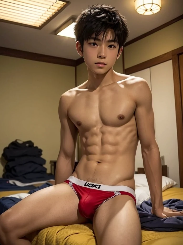 ars old japanese boy,in the room,in underwear 