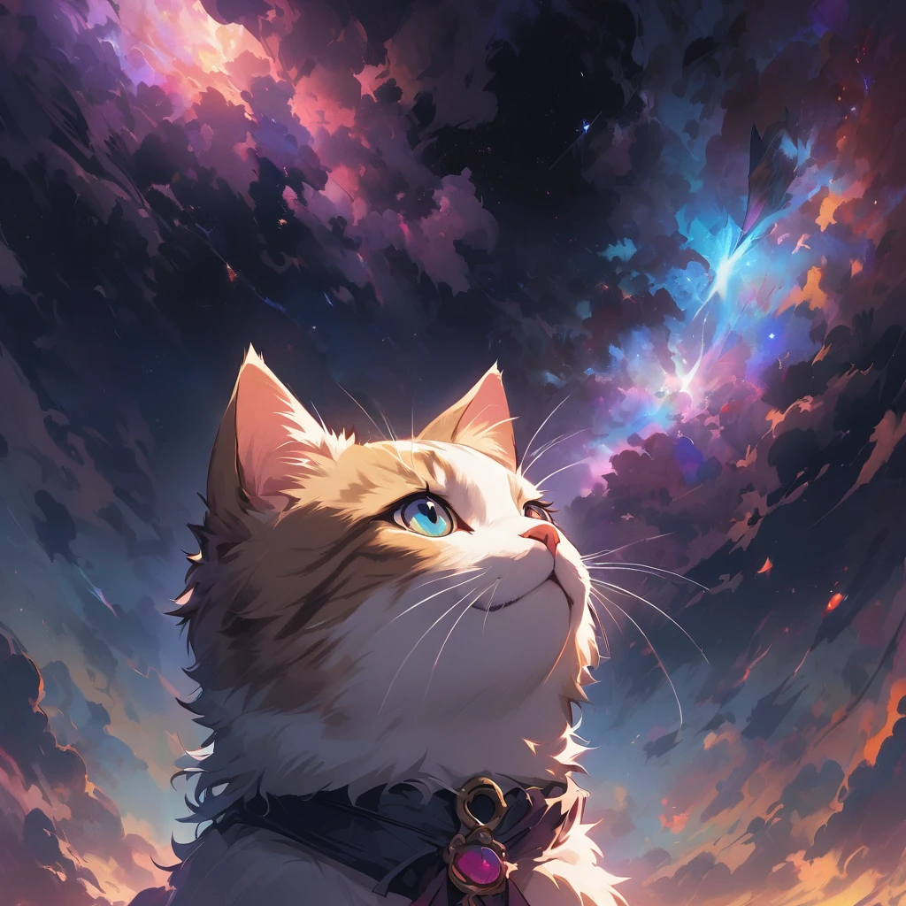 A cat gazing up at the sky