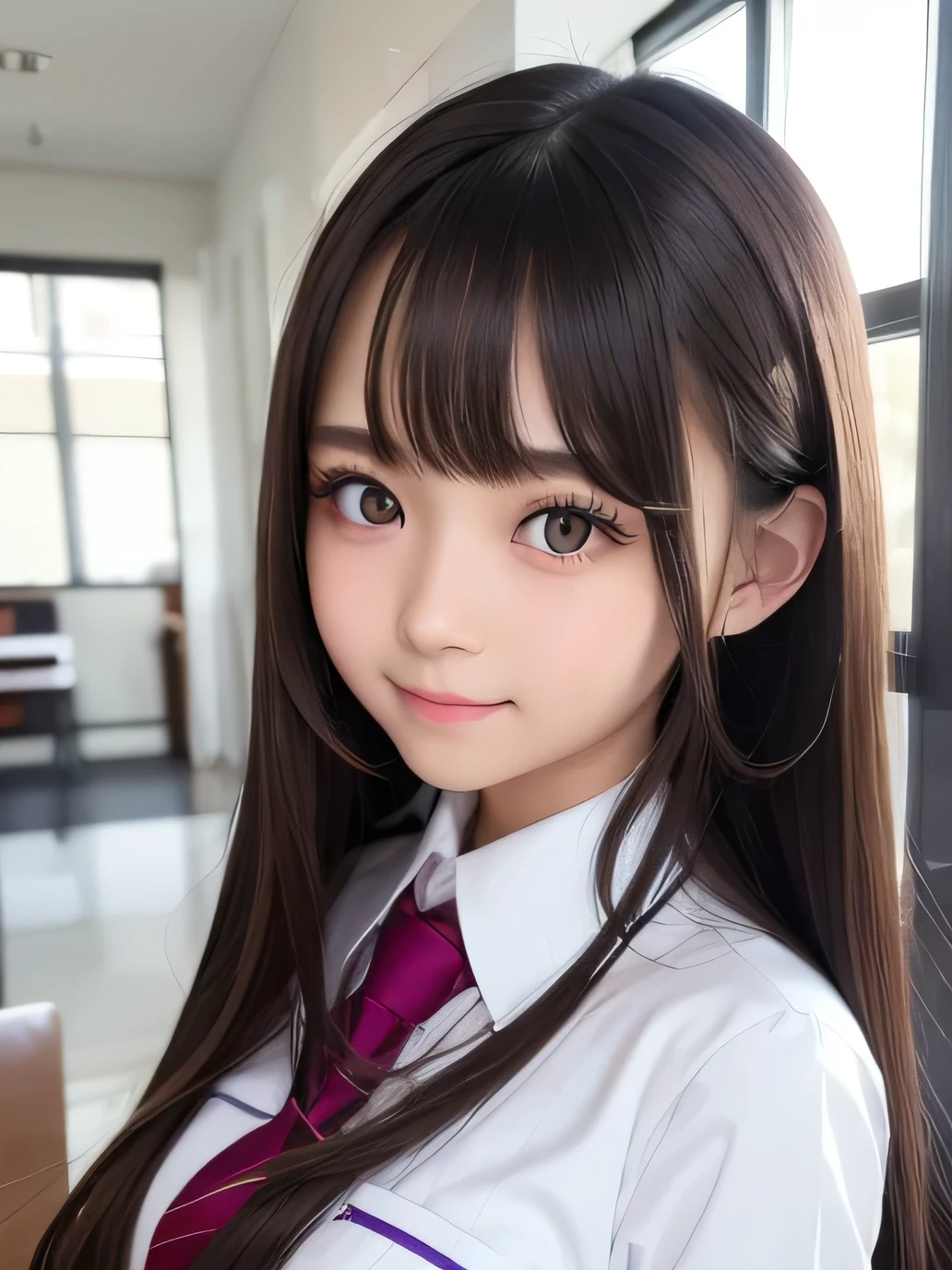 portlate、School Uniforms、bright expression、Young shiny shiny white shiny skin、Best Look、long straight hair、Glowing crystal clear attractive big brown eyes、Very beautiful nice cute 16 year old girl