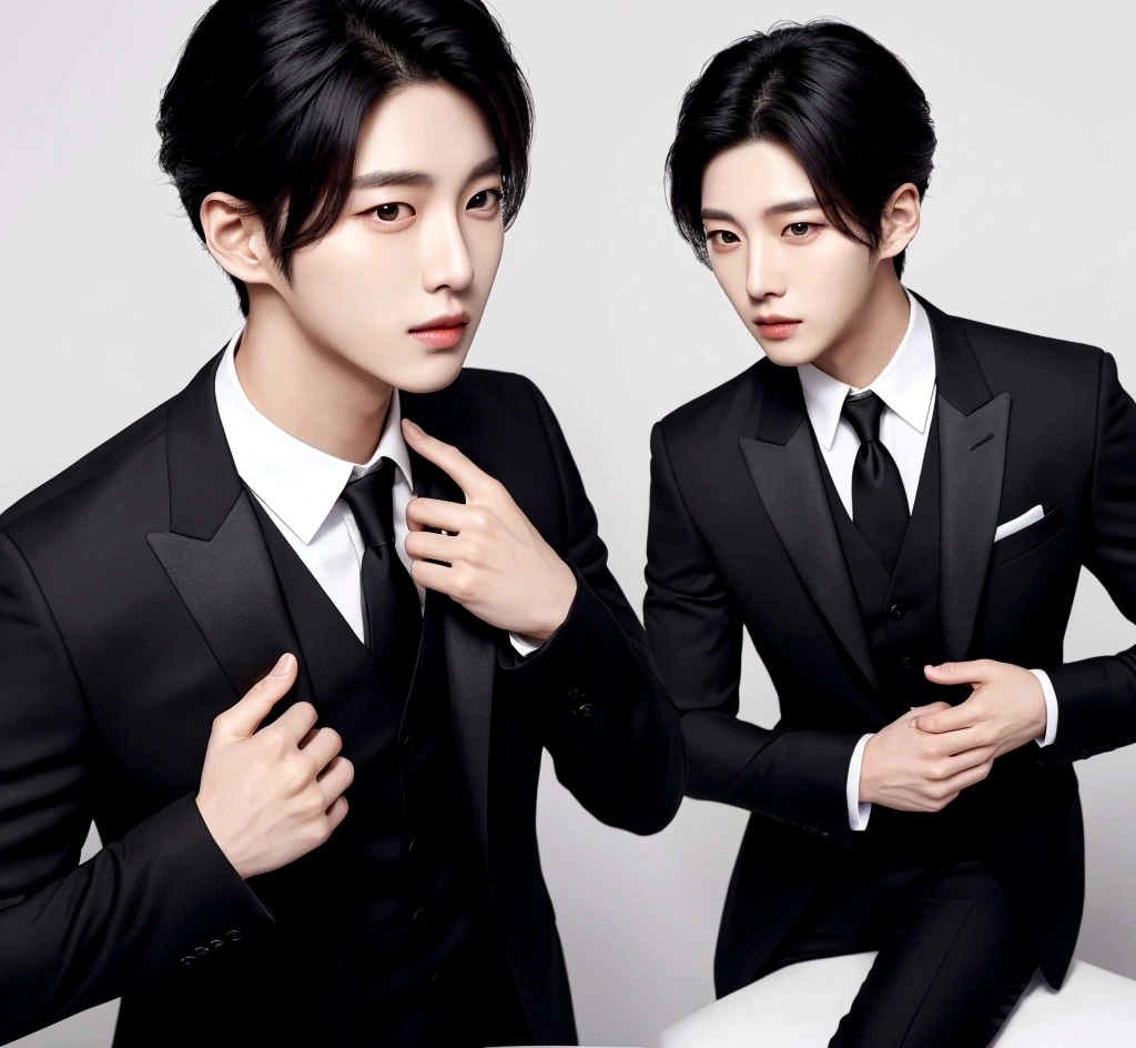 Korean handsome wearing black suit
