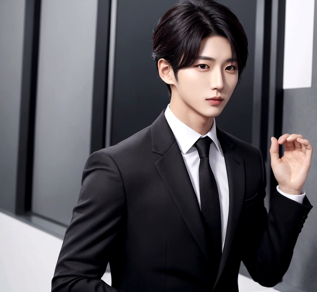 Korean handsome wearing black suit