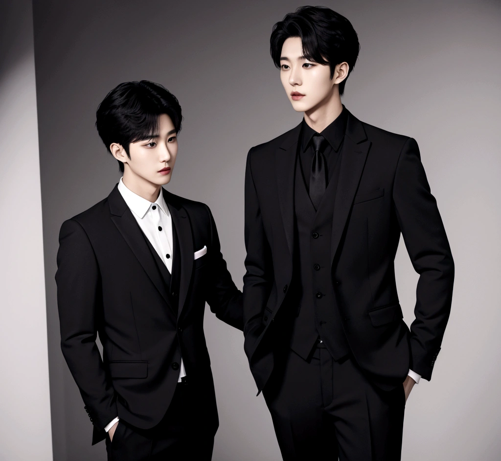 Korean handsome wearing black suit